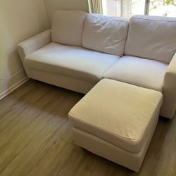 While Sectional Sofa Couch w/Ottoman Chaise 