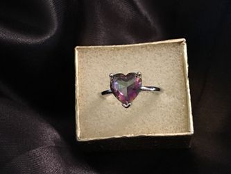 3 ct mystic topaz heart ring
