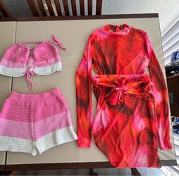 Pink Crochet Set and Tie-Dye Mini Dress