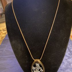 Beautiful Vintage Necklace With Butterfly And Flower Pendant 