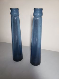 New 14" Tall Set Of Two Blue Accent Vases, $25 Or Best Offer 