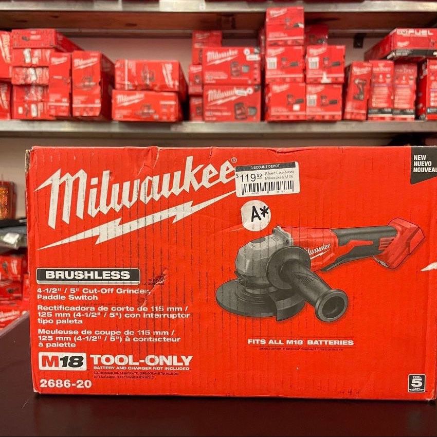 MILWAUKEE M18 18V Lithium-Ion Brushless Cordless 4-1/2 in./5 in. Grinder w/Paddle Switch (Tool-Only)…2686-20
