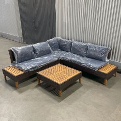 Outdoor Patio Furniture Set With Solid Wood Side Table