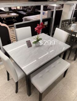 Gorgeous 5-Pc White Dining Table Set