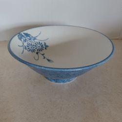 New Mino Floral Blue Footed Serving Japanese Bowl 