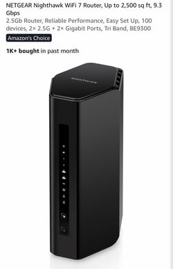 Used NETGEAR Nighthawk WiFi 7 Router BE9300 – $150