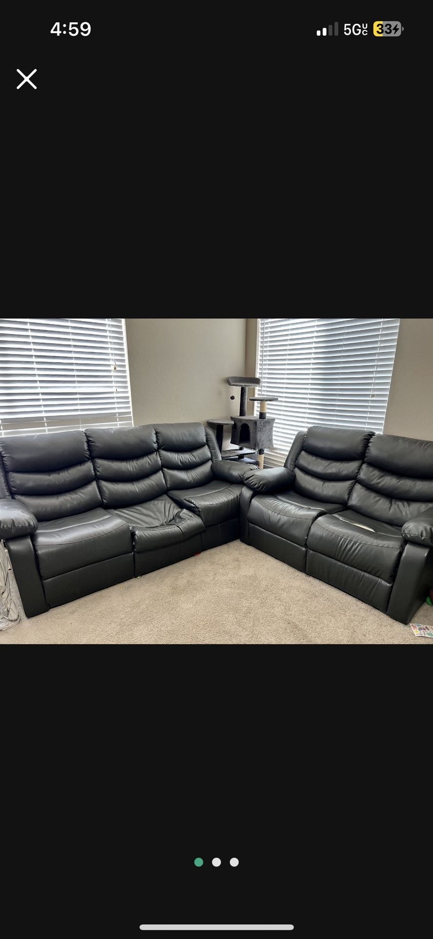 Dark Grey Sectional Couch Set Recliner Free