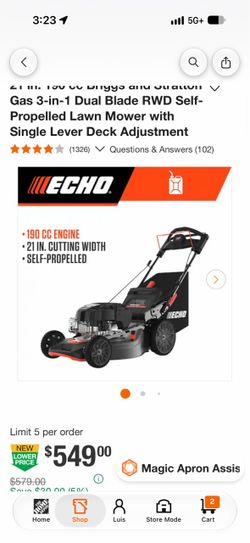Echo 21” push mower like NEW