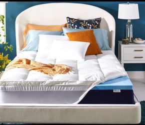 New Sleep Innovations 4” King Size Memory Foam Mattress Topper, Light Blue