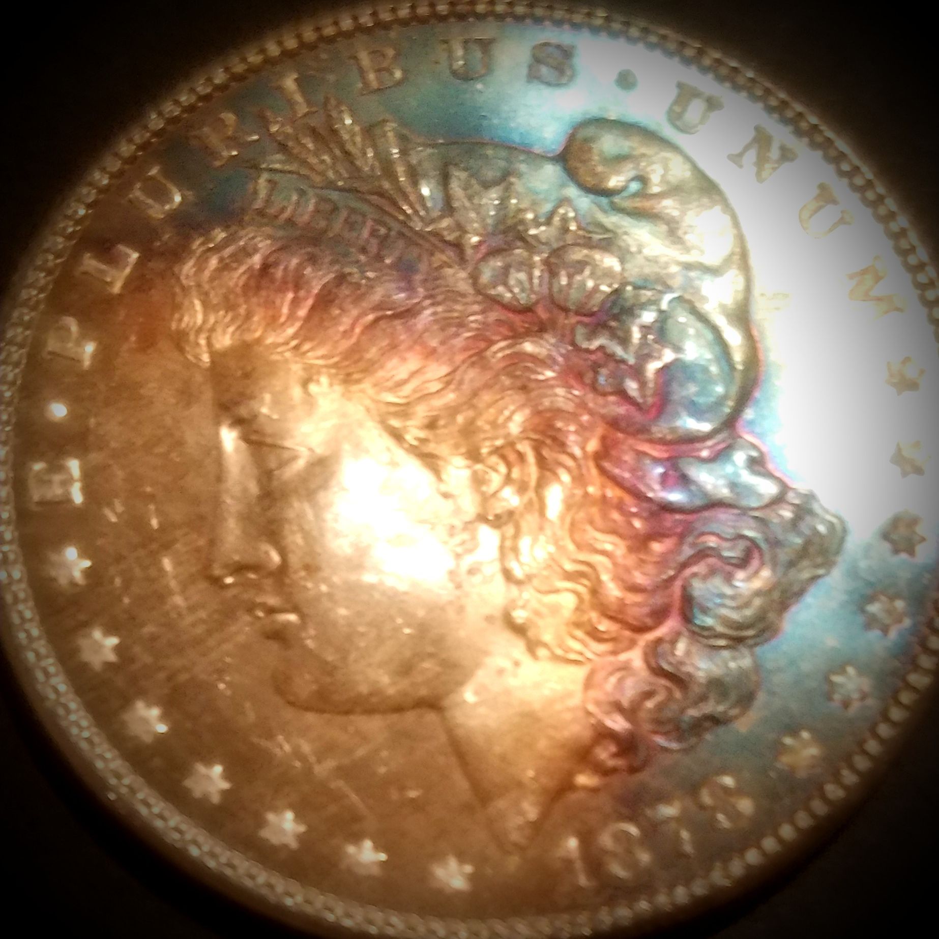 Rainbow toned monster morgan silver dollar 1878 s