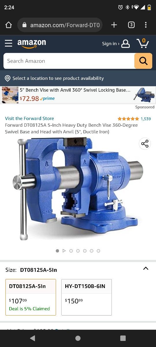 Forward 5 in Bench Vise Grip