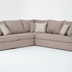 Belinha II Taupe Beige Grey Fabric 109" Modular 3 Piece U-Shaped Sectional with Right Arm Facing Full Memory Foam Sleeper | Left Facing