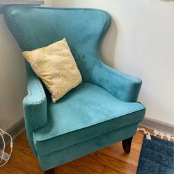 Elegant Teal/Green Armchair (with brass stud detailing)