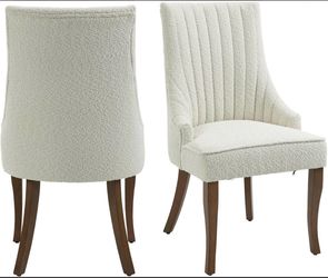 2 White or Black Tufted Wingback Dining Chair Tufted Back And Solid Wood Legs NEW