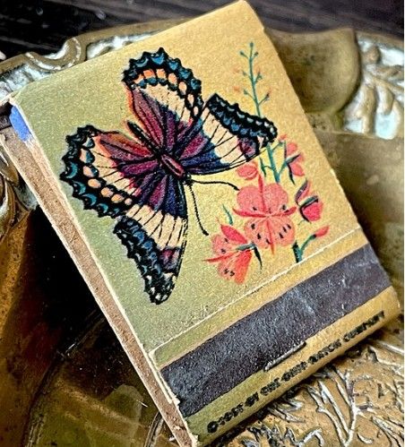 VINTAGE MATCHBOOK Butterfly Purple 1957