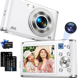 Digital Camera, Auto Focus 4K Vlogging Camera with FHD Dual Lens 48MP 16X Digital Zoom with 32GB Card, YouTube Portable Compact Point and Shoot Camera