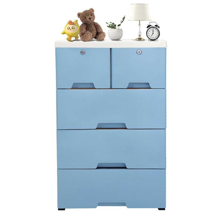 Plastic Dresser of Drawers, Storage Cabinet with 6 Drawers, Tall Dresser Organizer, Vertical Clothes Storage Tower for Clothes, Toys, Playroom, Furnit