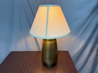 STIFFEL Vintage Brass Canister Lamp w/ Beige Shade