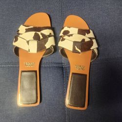 Faux cow hide ZARA slides size 8