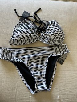 Black White Bikini Size L Large 