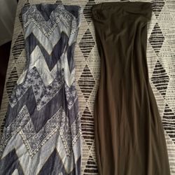 2 Tube Top Slit Dresses 