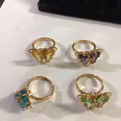 RING BUTTERFLY  ROTATION  14 K LAMINATED  GOLD  PLATED SIZE 7