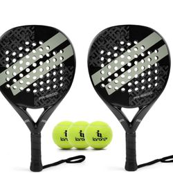 Paddle Tennis Racket Carbon Fiber Surface with EVA Memory Flex Foam Core POP Paddle Rackets.
