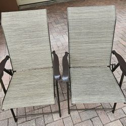 Folding Rattan Metal Chairs Set Of Two