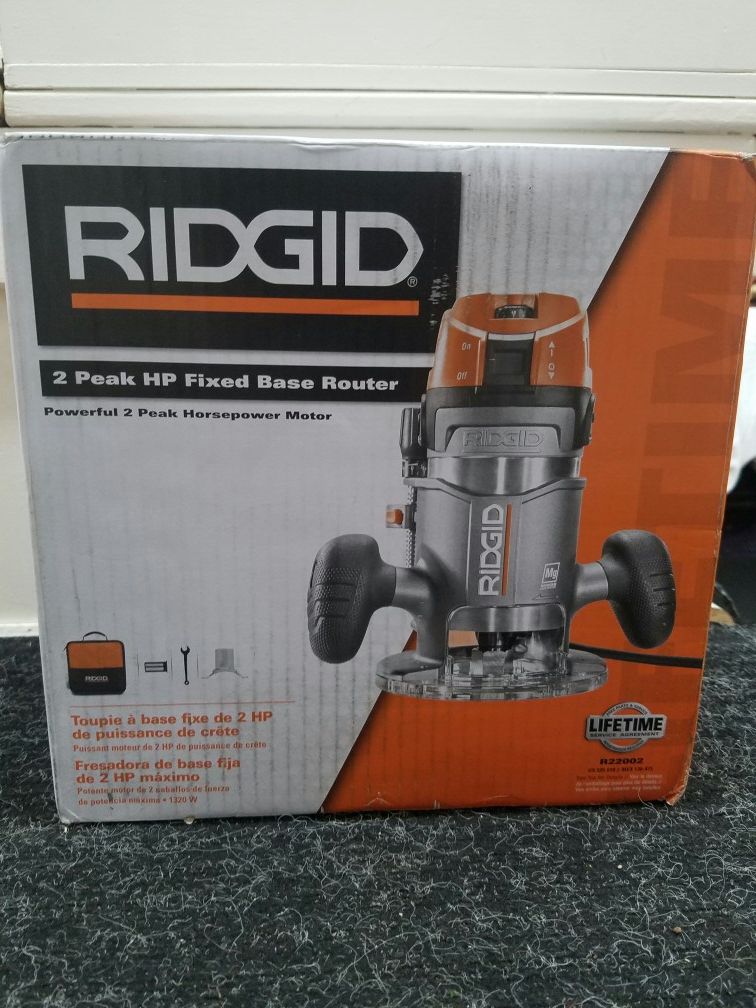 RIDGID 2 PEAK HP FIXED BASE ROUTER - MODEL # R22002 for Sale in ...