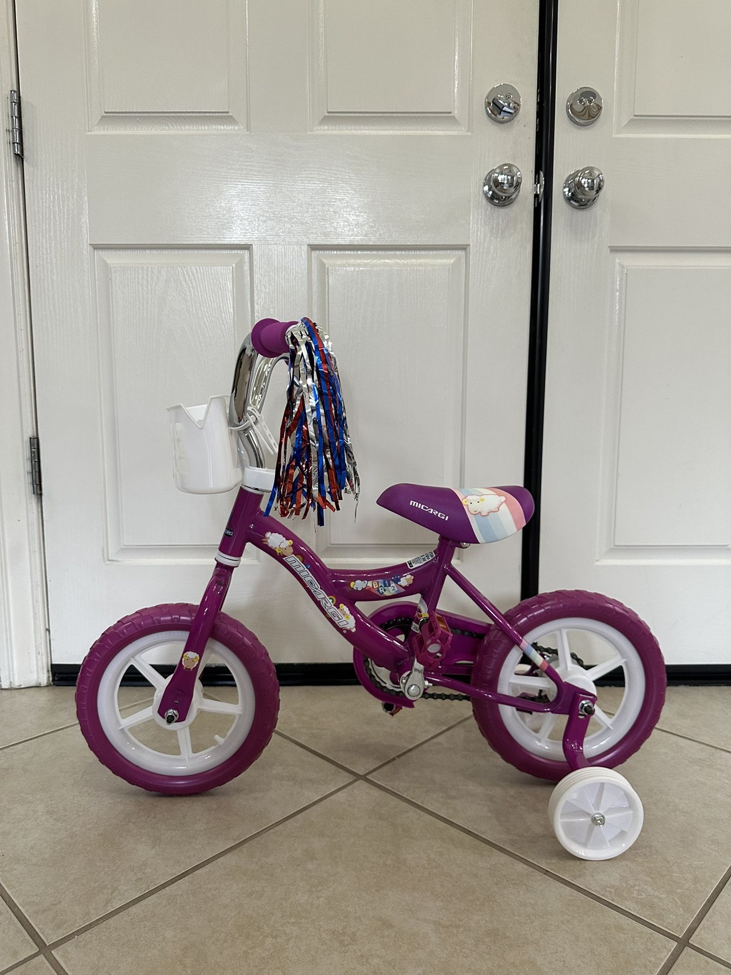 New PlayWorld Girl’s 12” Bicycle Training Wheels Purple Bike Ages 2-4