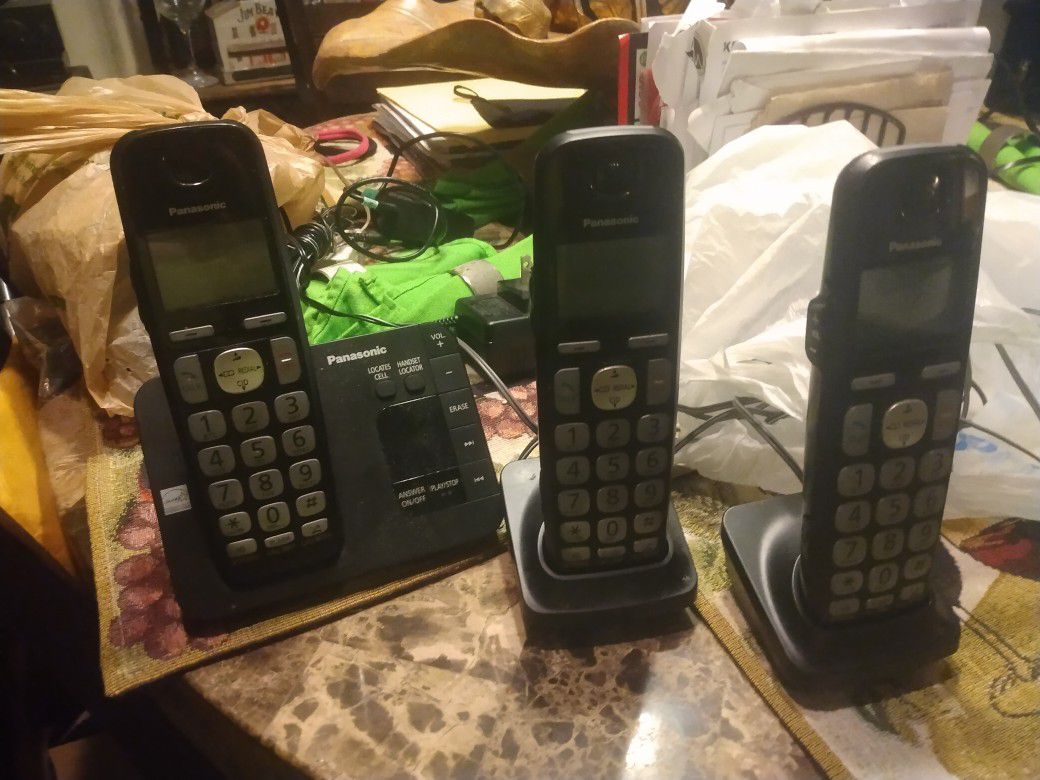New Panasonic 3 Cordless Home Phones Answer Machine Etc 10 Firm Look My Post Great Deals