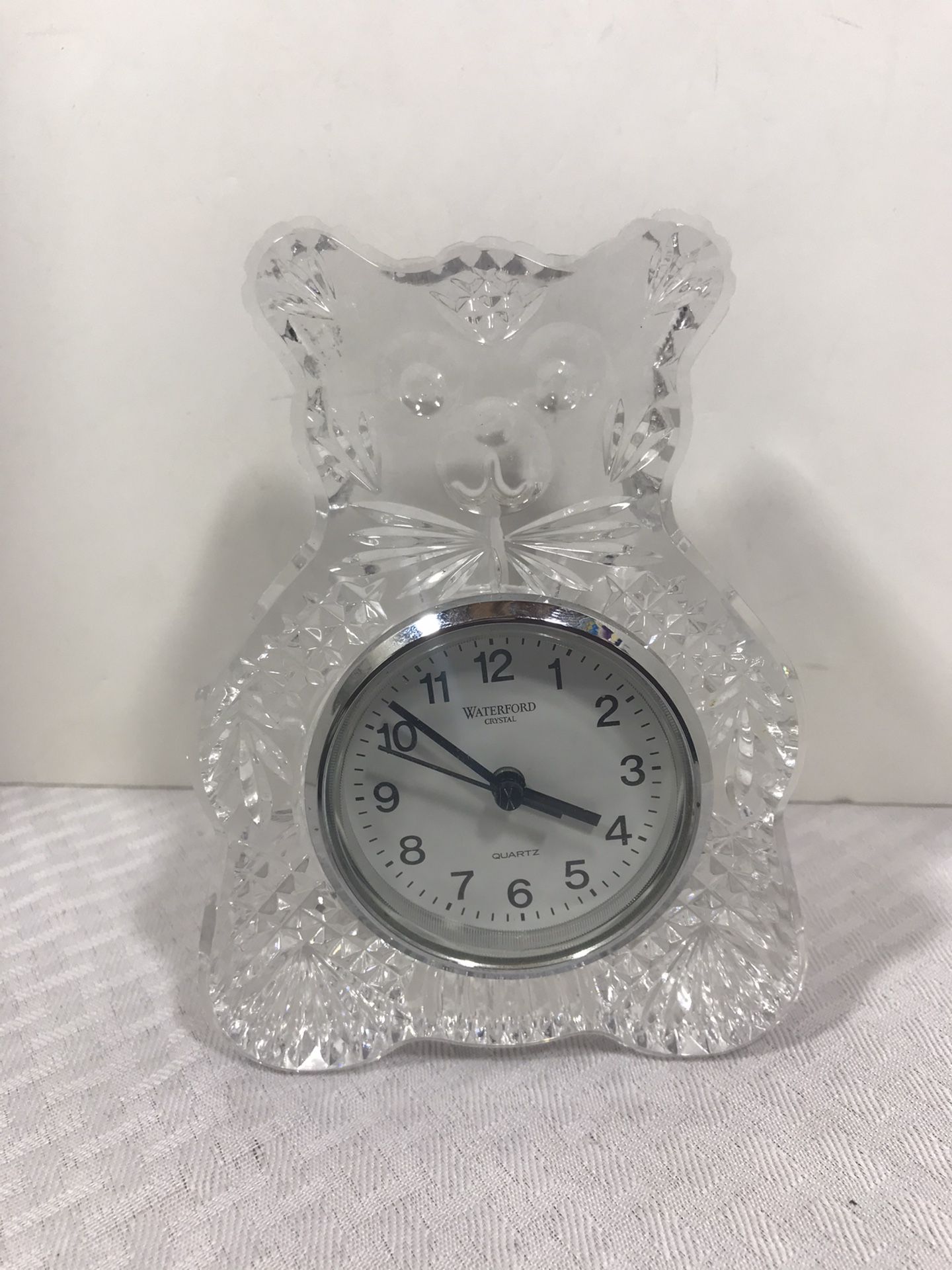 Vintage Waterford Cut Crystal Teddy Bear Clock