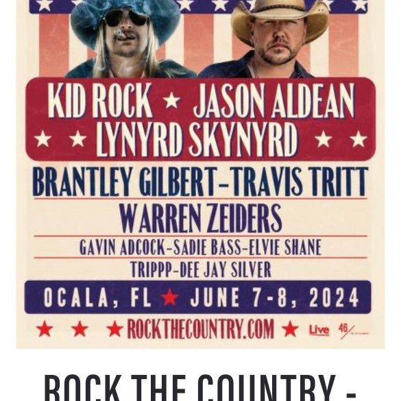 Rock The Country 2 Day Festival In Ocala June 7th And 8th.