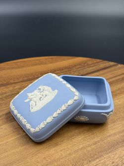 Blue Wedgwood Jasperware Trinket Box with Pegasus design