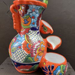 Mexican Talavera Water Fountain, Pottery, Clay Pot, Planter.
