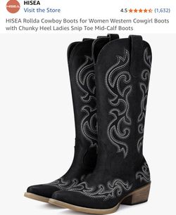 New with tags women’s Rollda cowboy boots  with chunky heel, snip toe, mid calf