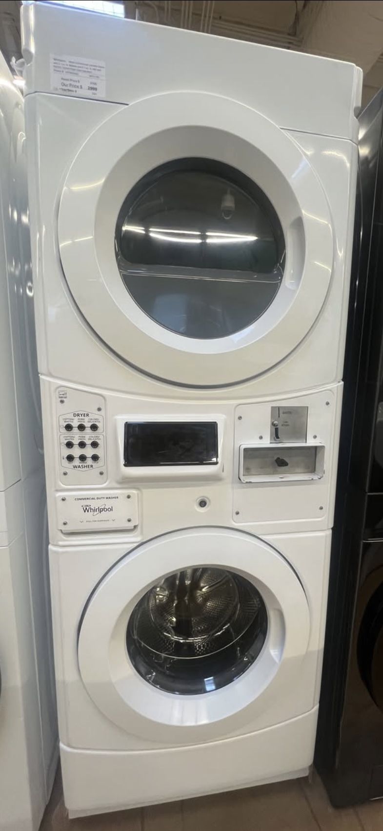 Whirlpool commercial Laundry Center(Coin Operated)-3.1 Cu Ft Washer, 6.7 Cu Ft Electric Dryer, 240V