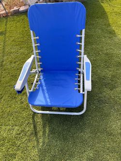 Blue Folding Beach Chair with Armrests