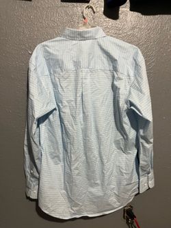 LARGE Light blue geo print wrangler button up