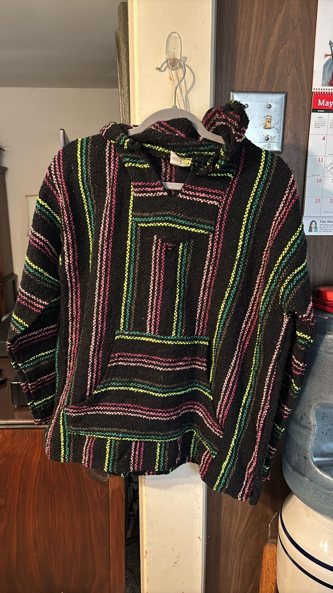 Vibrant Striped Baja Hoodie/Poncho