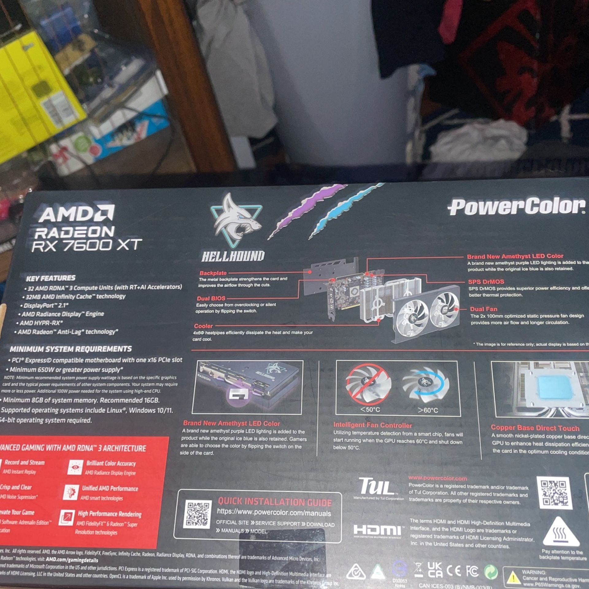 PowerColor Hellhound Radeon RX 7600 XT 16GB GDDR6.
