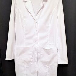 Cherokee Authentic Workwear Premium Rayon Stretch White Log Sleeve Lab Coat Sm