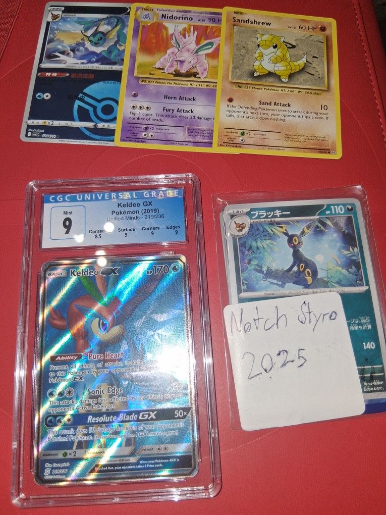 Kaldeo GX unified minds 219/236 CGC 9 plus 3 cards xy and gem 2 take all for $30 firm