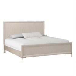 Beige Wooden Bed - Modern Contemporary Natural Oak Wooden Bed