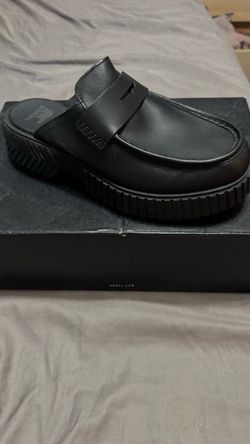 Sorel Black Leather Platform Mule Loafer