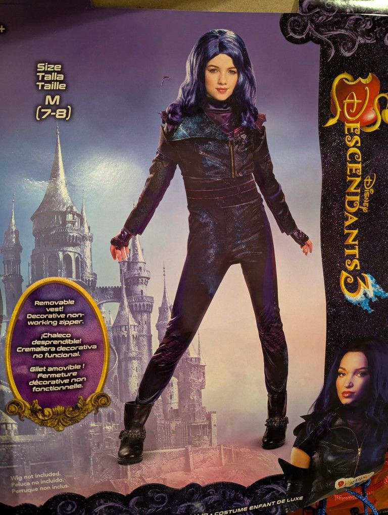 Descendants 3 Mal Costume With Wig Size 7/8