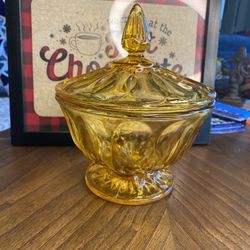 Amber Glass Candy Dish