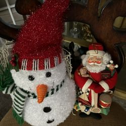 Snowman and Santa Decorations