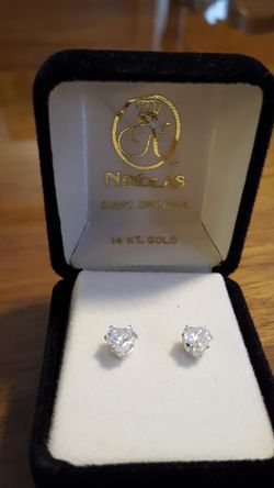 C.Z. Heart-Shaped post earrings.