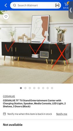 Modern Black Fluted TV Stand + ONE Matching Side Cabinet Set